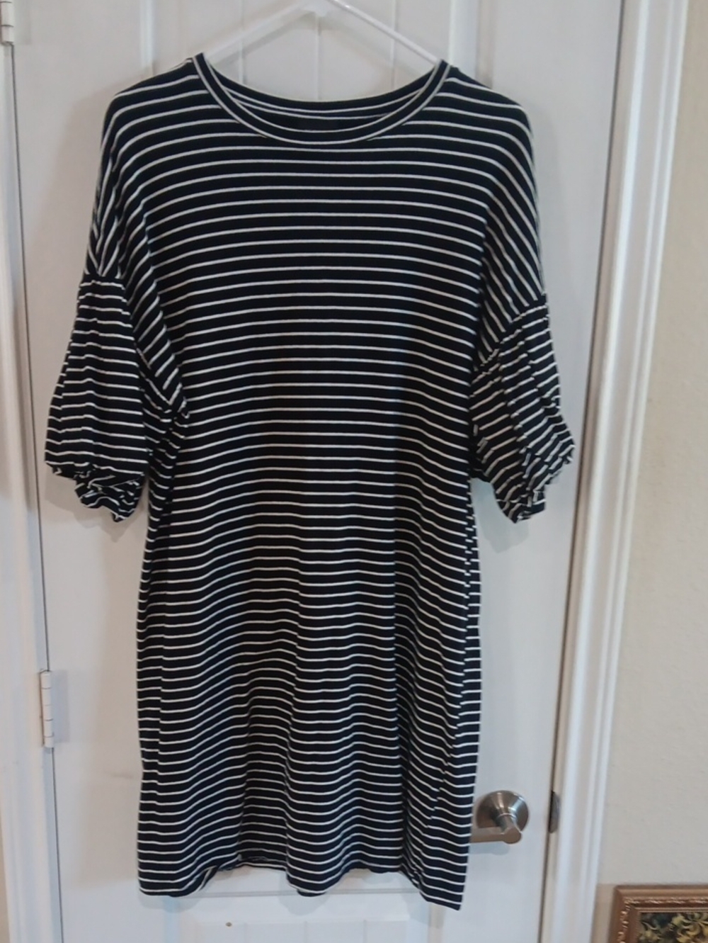 Who What Wear Striped Flutter Trumpet Ruffle Sleeve Dress L